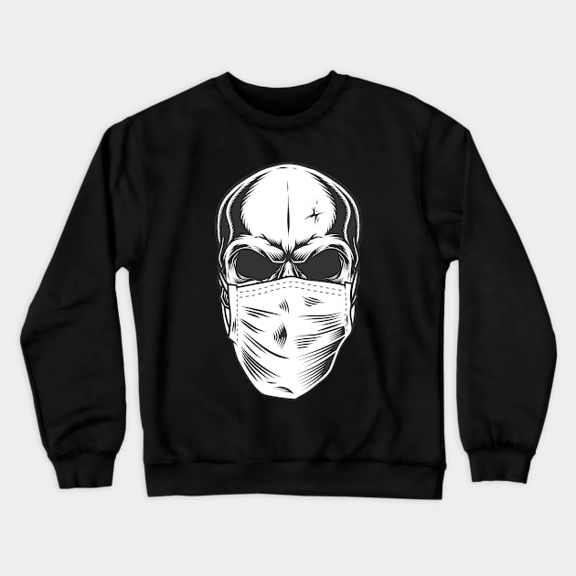 Masked Skull Design Crewneck Sweatshirt by Mako Design 